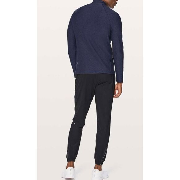 LULULEMON ATHLETICA Surge Warm 1/2 Zip in Heathered Hero Blue/Black Size Large - Picture 2 of 4